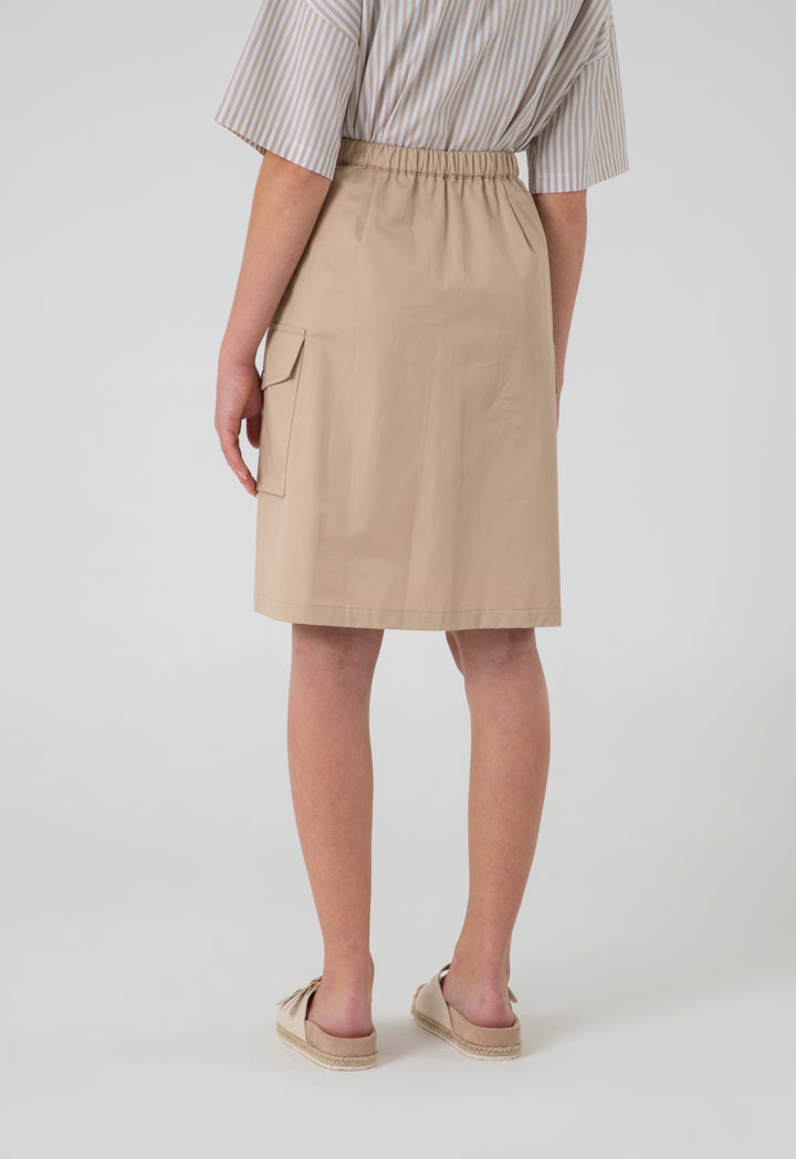 Elasticated Caf?? Au Lait Wrap Around Tie Skirt