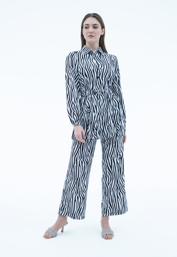 Zebra Printed Straight Pants