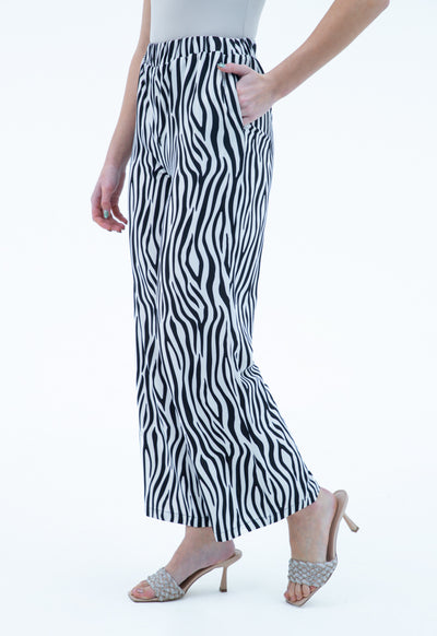 Zebra Printed Straight Pants