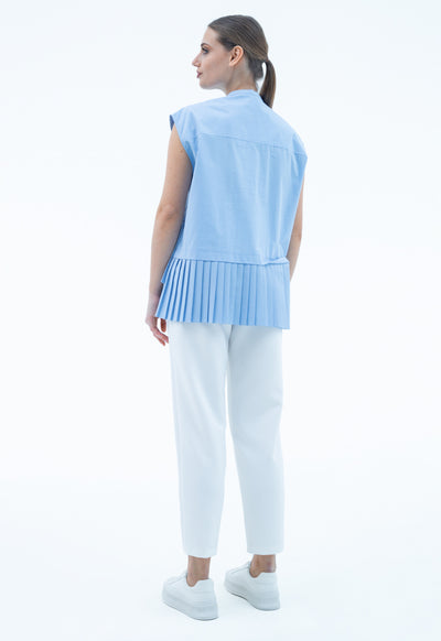 Asymmetrical pleated Hem Sleeveless Shirt