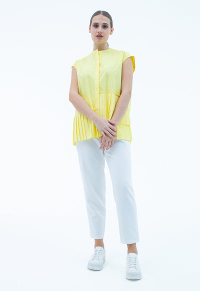 Asymmetrical pleated Hem Sleeveless Shirt