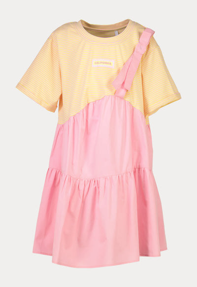 Tier Contrasting Stripe Girls Dress