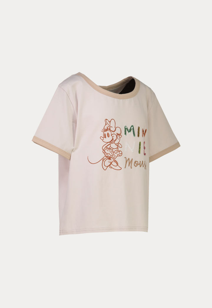 Disney Mini Mouse Sequins Text Contrasting T-Shirts