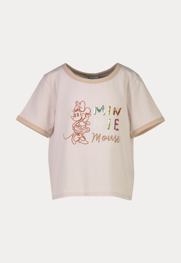 Disney Mini Mouse Sequins Text Contrasting T-Shirts