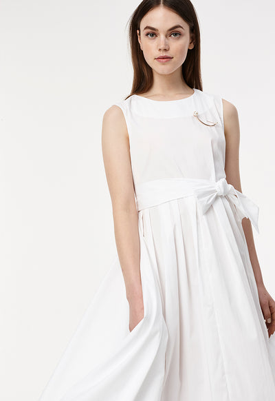 Pleated Poplin Dress